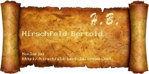Hirschfeld Bertold névjegykártya